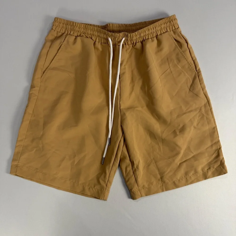 Manfinity Mens Khaki Shorts‎ Elastic Waist Drawstring Casual Summer Comfy